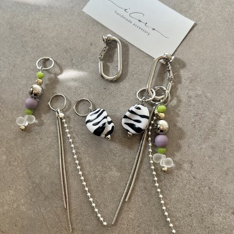 組み合わせ自由♢ zebra ×silver♢earring or pierce  