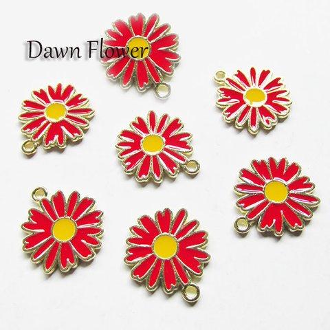 【D-0817】9pcs　花　18×16mm　レッド　チャーム　ハンドメイドパーツ