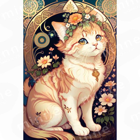 【ダウンロード販売】動物・猫・デジタルアート・かわいい 猫 の イラスト です。 スマホ の 壁紙 や プレゼント や 贈り物 に。印刷 もできる。(designer-m)