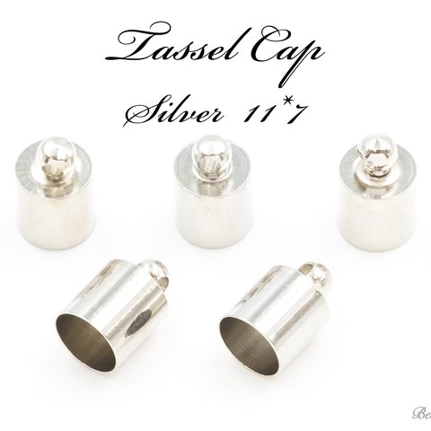 ZS-142【60個】＊タッセルキャップ＊11×7mm【シルバー】紐留め カツラ ビーズキャップ