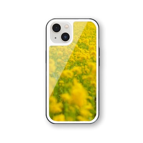 菜の花 3 強化ガラス iPhoneケース　iPhone15 iPhone14 iPhone13 iPhone12 iPhone11 iPhoneSE2  iPhoneSE3