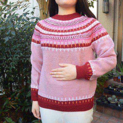 鍵盤みたいな柄のローズセーター