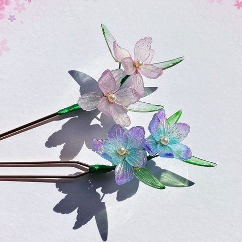 金箔風菖蒲のかんざし　あやめの花　選べる2色