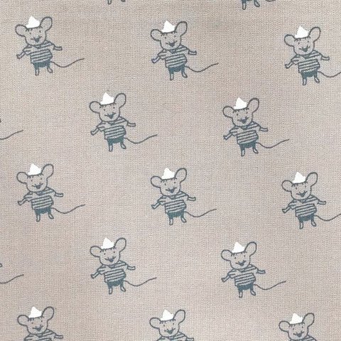 ドイツ CP社 オーガニックコットン ポプリンカットクロス　 ネズミの男の子 ラベンダーベージュ