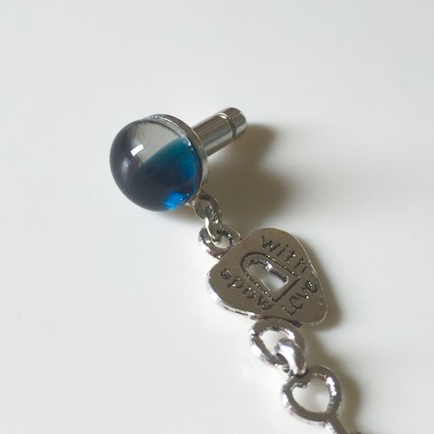 ガラスの雫イヤフォンピアス(heart key)