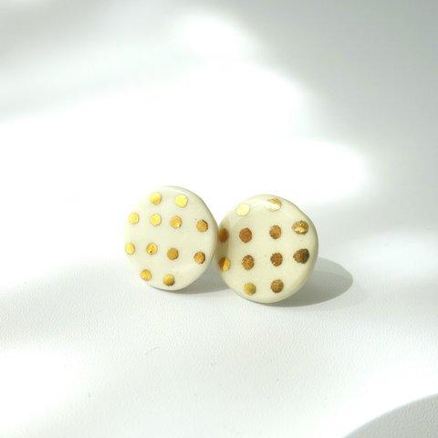 金彩dot round pierce／earring（白）