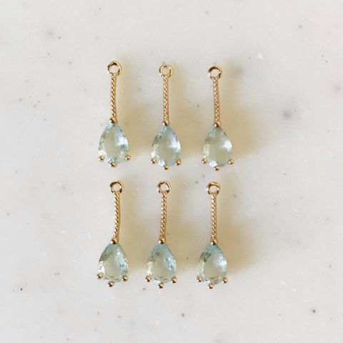 Clear Light Blue Gold Drop Pendant Tops