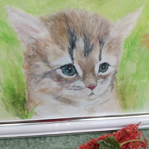  水彩画 野良猫ちゃん  原画