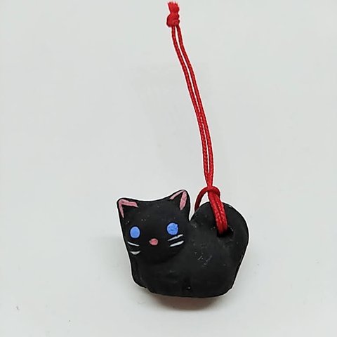 【根付け】ふくねこ チャーム ストラップ キーホルダー 福猫 黒猫 縁起物 ネコ