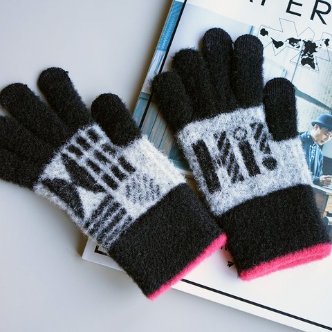 スマホ対応手袋 高感度 ふわふわの肌触り fluffy gloves "Hi!' black ALCEDO 172001 防寒