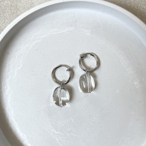 crystal hoop earring(silver)