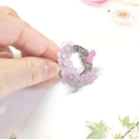 帯留め　桜　温度で色が変わる？！　　ディップフラワーアクセサリー　カラフルバージョン 着物