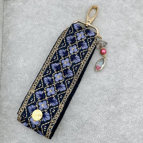 インド刺繍リボンのなんでもホルダー　ロング