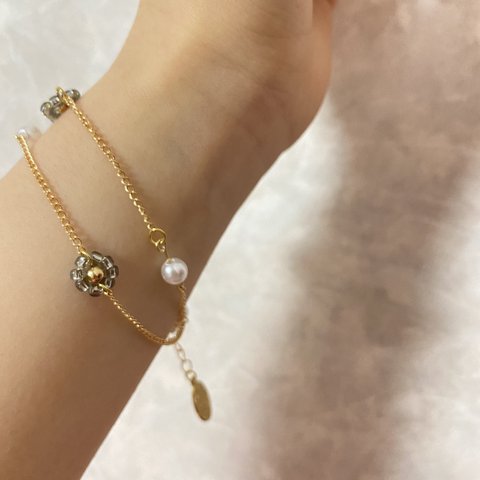 【＃９】beads flower bracelet