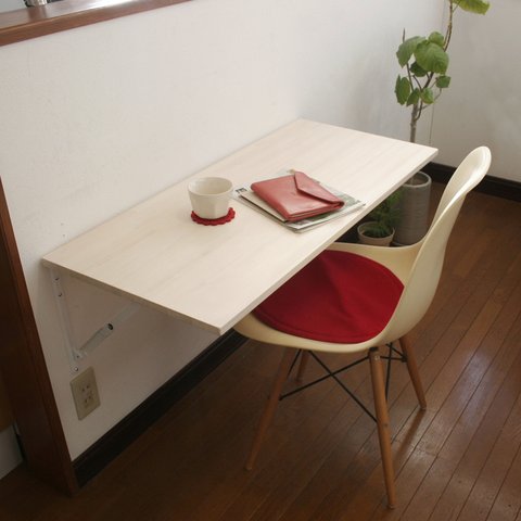ホワイトカラーのカウンターテーブル：幅95cm×奥行45cm【幅延長可】【壁付け】