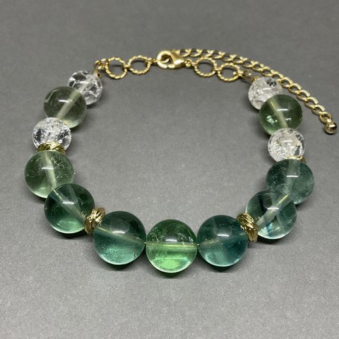 1点ものグリーンフローライト×クラッククリスタル　fluorite and crack crystal