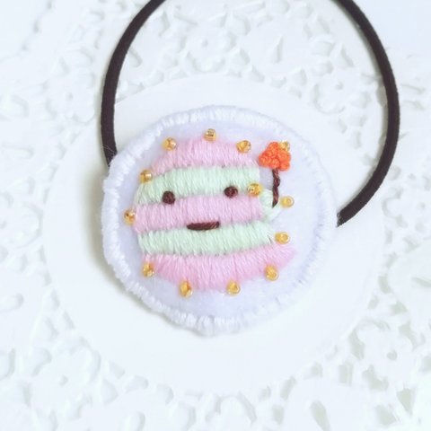 手刺繍　ボーダーおばけ　ハロウィン　キッズ　ヘアゴム　ヘアアクセサリー　バッグチャーム　バッグアクセサリー