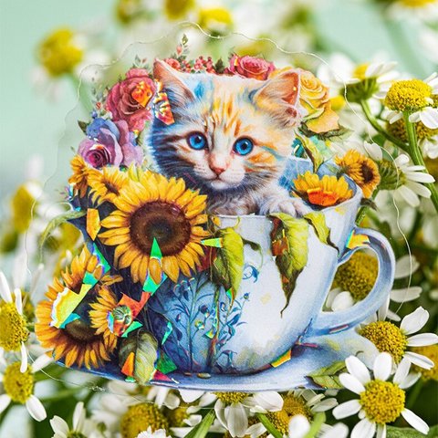 Flower Cat  美しいお花　可愛い子猫♡フレークシール cbxm