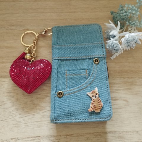 ❤️カジュアル可愛い❤️本格デニムのiPhone手帳型ケーススマホケース