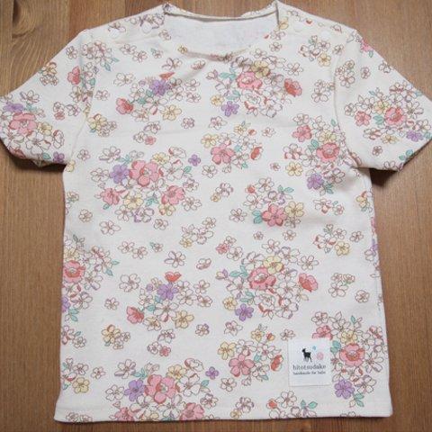 ベビー肩あきＴシャツ　花柄　90ｃｍ