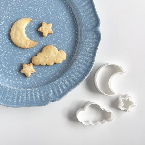 月・雲・星　夜空のクッキー型セット【クッキー型】