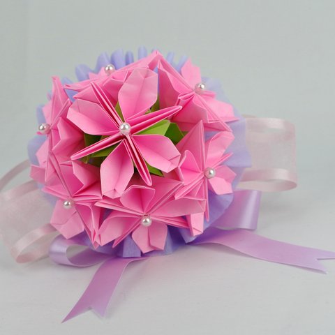 Paper flower kit with video ♥ Pink hydrangea Origami Bouquet Kit ♥