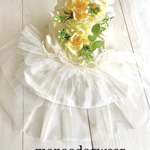 ◆特集掲載作品◆【Spring  yellow🌼】ブライダルドレス ドッグウェア 犬服 花✨🌸