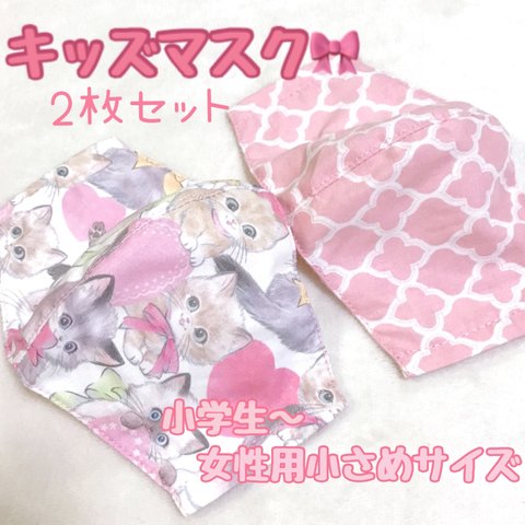 こども〜女性用小さめマスク🎀2枚セット♡₊⁺