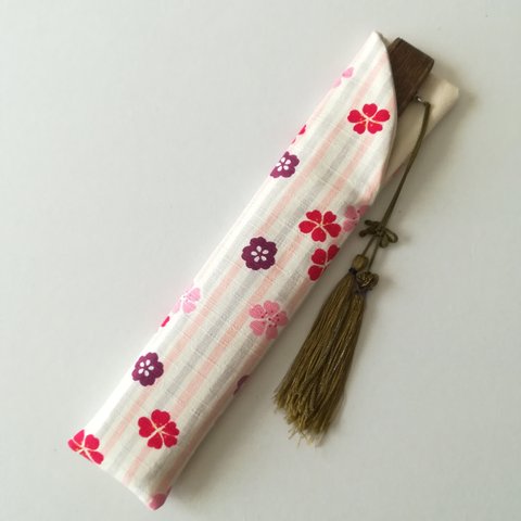 扇子袋◆和柄＜縦縞×桜＞▶▶扇子ケース