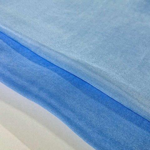 羽二重 4匁  青、水色系 約92cm×22cm×2枚 手染め布