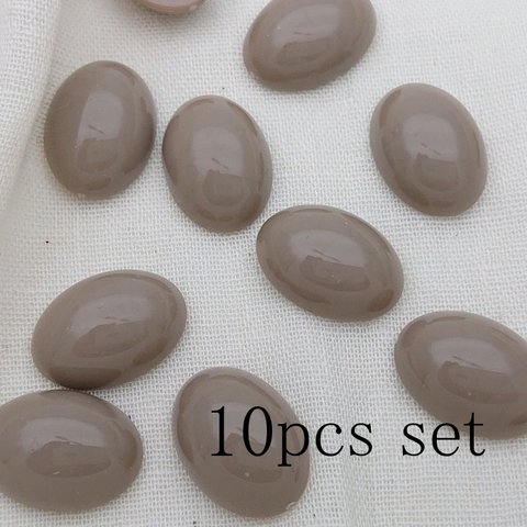 [再販×4] 10個セット! モカ  13×18mm オーバルカボション アクリル/ブラウン/ベイクドカラー