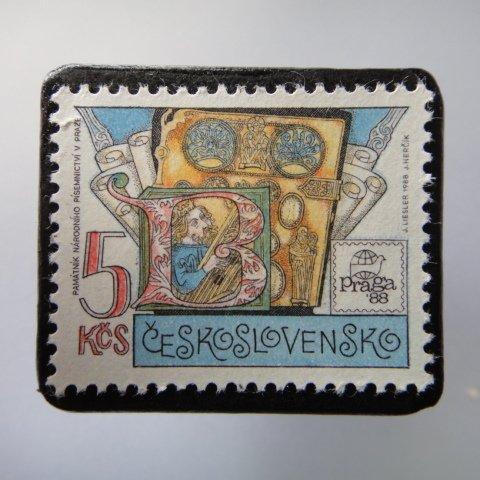 チェコスロバキア　切手ブローチ3630