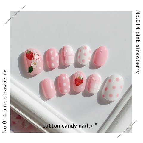 ネイルチップ★ No.014 pink strawberry