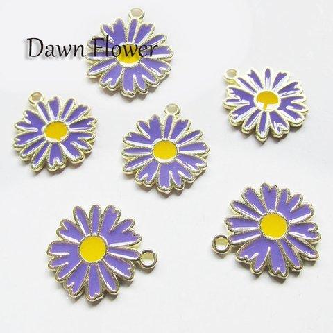 【D-0814】9pcs　花　18×16mm　パープル　チャーム　ハンドメイドパーツ