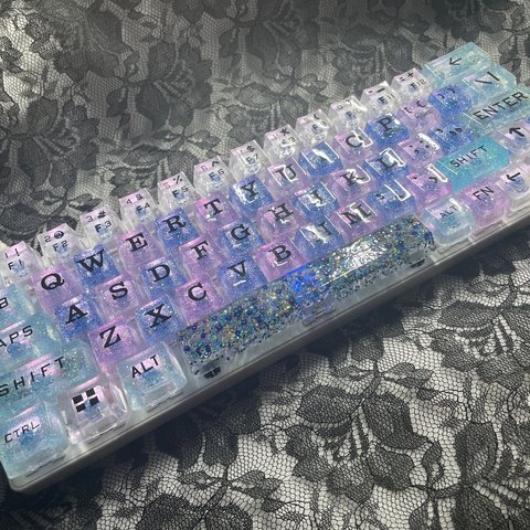 青×紫 ラメベース ゲーミングキーボード