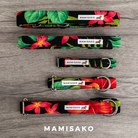 【単品販売・首輪S】MAMISAKO - 犬用のハワイアン首輪・リード - Hawaiian Dog Lead & Collar