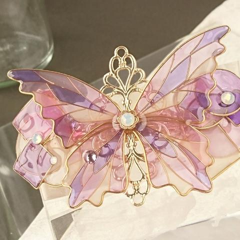（6cm金具）蝶のバレッタ〜elegance〜（hair ornaments of Stained glass butterfly）