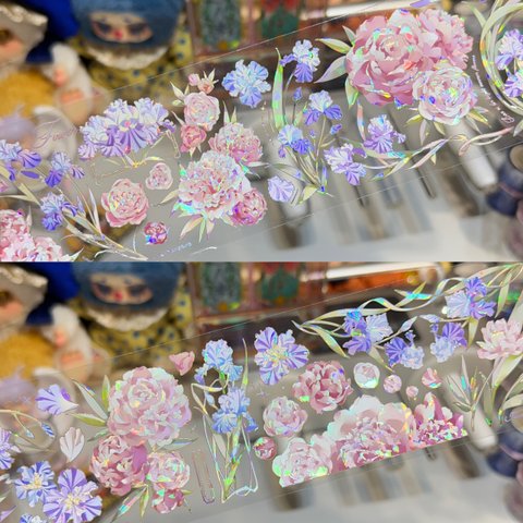 海外PETテープ 切り売り 純白の花嫁 花 海外マステ コラージュ マスキングテープ フラワー系装飾系シール ステッカー