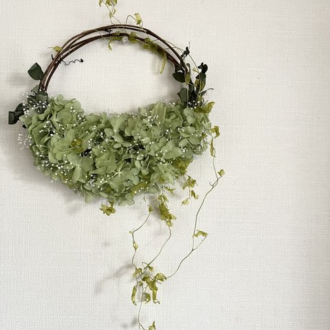 【特集掲載】紫陽花とかすみ草のハーフリース　〜clear green〜