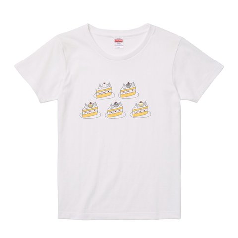 レディース文鳥Tシャツ  「ブンチョショートケーキ」全部のせ【受注生産】