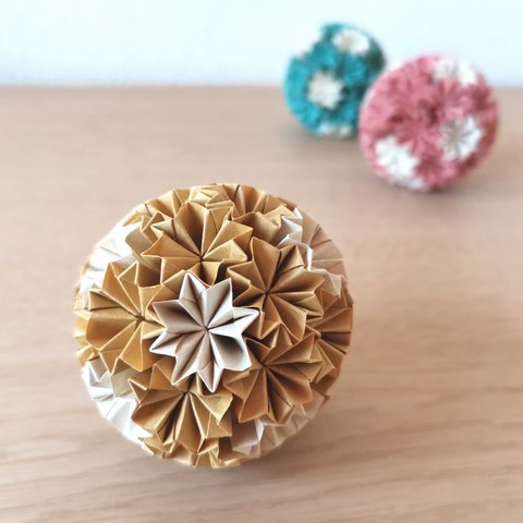 Kusudama * 折り紙 くす玉・黄・ナチュラル和モダン・  七夕 ミモザ イエロー  飾り