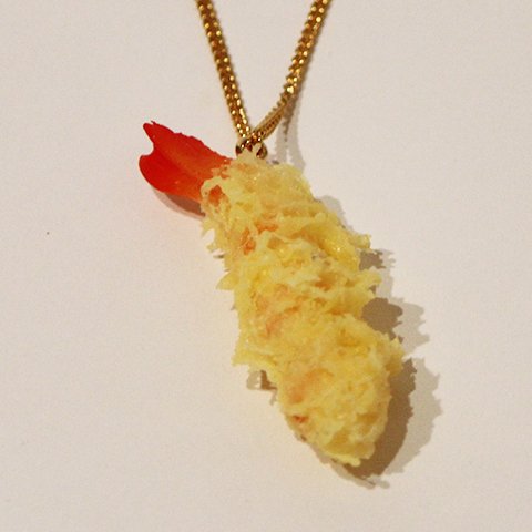 ネックレス　アクセサリー　エビ天　食品サンプル　グッズ　ハンドメイド