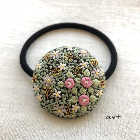 botanical flower 刺繍ヘアゴム/ブローチへ変更可能