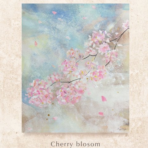 桜のお花見　【原画/F8パネル】　絵画　インテリアアート　