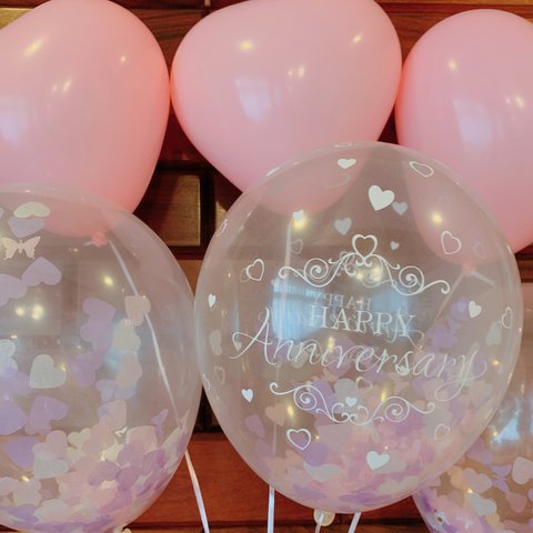 6個セットpink happy anniversaryバルーン