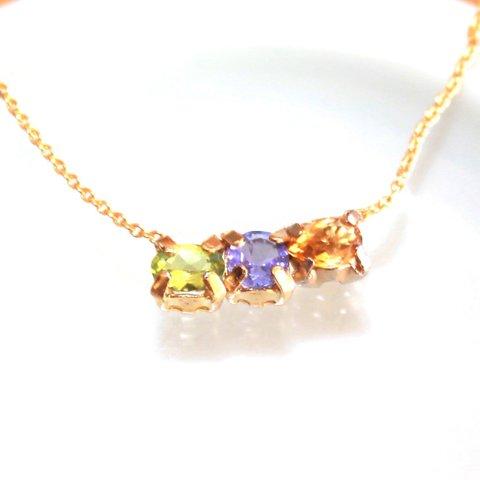 k18gp Tanzanite & Peridot & Citrine Necklace