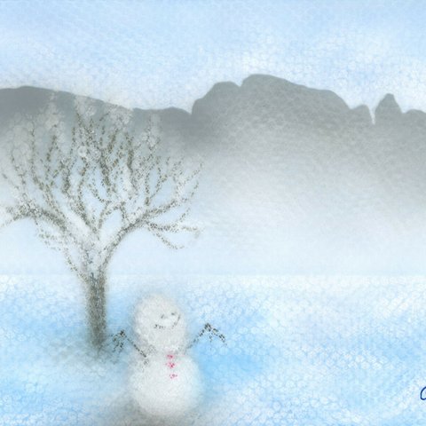 【原画1点物】モザイク：雪景色/手描きエアブラシアート