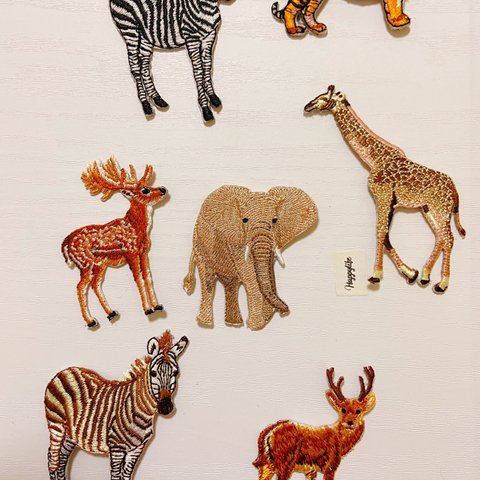 7枚入動物刺繍アイロンワッペン