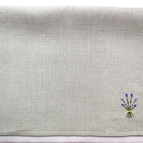 手刺繍のキッチンクロス(ラベンダー)