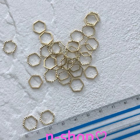 20個セット 六角パーツ 10mm×10mm ゴールド レジンパーツ レジン枠 ハンドメイド素材